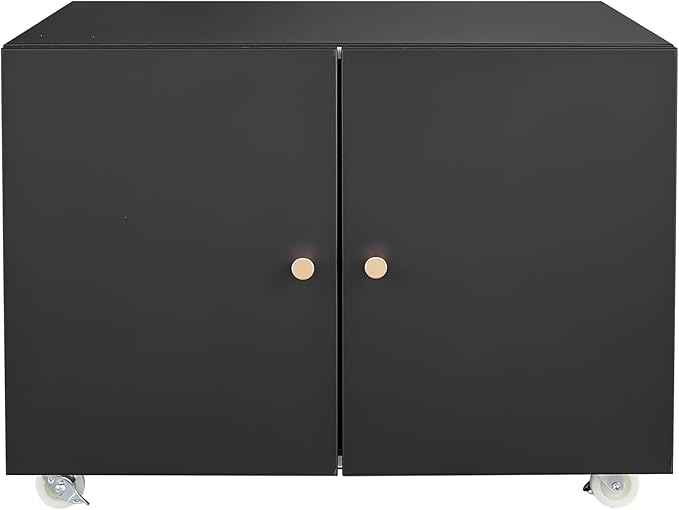 Print Mobile Printer Stand, Rolling Filing Cabinet, Lateral Office Filing Cabinet fits A4 or Letter Size for Home Office (Black, H17.72)