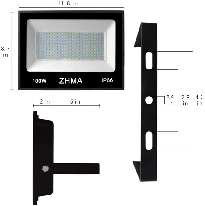 100W Flood Lights Outdoor,9000LM LED Work Light with Plug and Switch-IP66 Waterproof Bright Security Lights-6500K White Light,for Yard,Garden,Playground,Backyard,Garage,Lawn