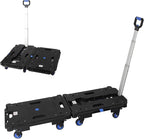 LEADALLWAY 2 Pcs Set Platform Truck Folding Multiple Carts Assembly Feasible Dolly Cart(24.4" L x 17.7" W with Handle + 24.2" L x 18.1" W)