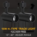 EAGLOD 15W LED H Track Lighting Heads,ZoomableLED Track Lights Fixtures for Accent Retail Artwork, Linear Track Light H Type -4000K Daylight 110V Beam Angle 15 to 60 Degrees Halo Type 6 Pack (Black)