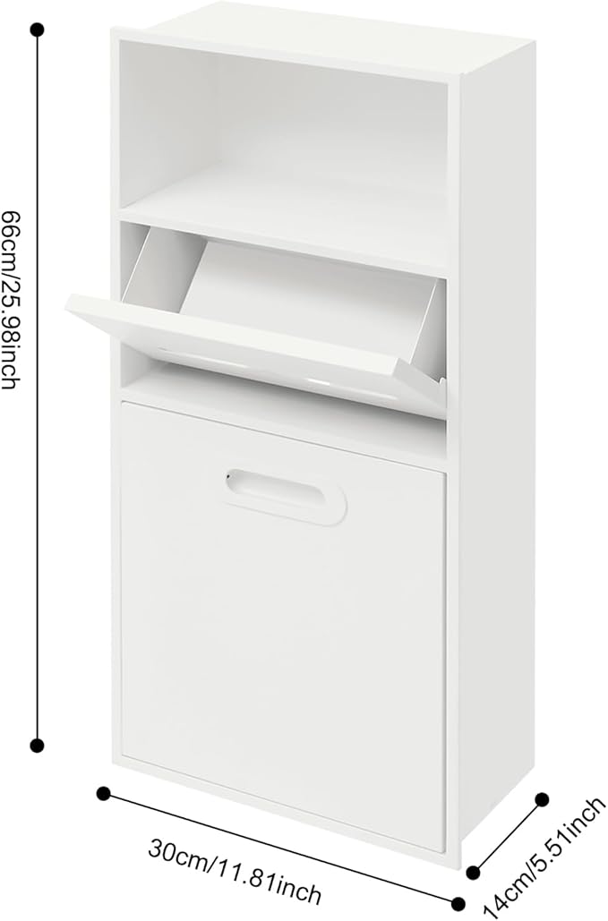Stainless Steel Shower Niche with Trash Can Stainless Recessed Storage Cabinet White 26 * 11.8 No Tile Needed Wall Niche Recessed Toilet Paper Holder for Kitchen Living Room Bedroom Hotel