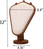 Walnut Color Body Wood Necklace Display Stand with Beige Flannelette Soft Mat Necklace Holder Organizer Desktop Stand for Home Store Dresser-4.45"x8.4"x12"