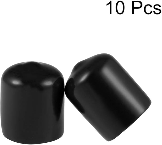 uxcell 10pcs Rubber End Caps 16mm ID Vinyl Round End Cap Cover Screw Thread Protectors Black