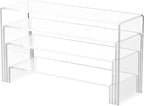 Black Matte Metal Display Stand,8 Pcs 2 Set Display Risers, Metal Rectangular Display Shelf for Showcase, Dessert, Toys, Perfume (Clear, L7 x8 x9)