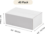 Calenzana 8x5x3 Shipping Boxes Set of 40, White Corrugated Cardboard Box for Mailing Packing Gifts Small Business
