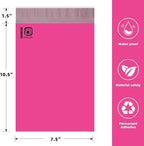 POLYSELLS 200 pcs 7.5x10.5 Inches Pink Poly Mailers Shipping Envelopes, Strong Adhesive Sealing, Waterproof, and Tear-resistant Postal Mailing Bags for Small Business, Clothes, Non-Fragile Items