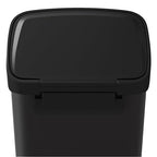 Garvee 13 gal / 50 L Metal Trash Can with Lid, Large Garbage Can for Kitchen, Rustproof Step-on Kitchen Metal Trash Bin with Liner Rim, Rear Handle, Soft Close Plastic Lid, Black