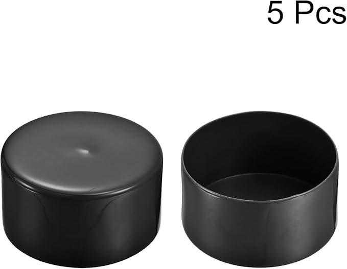 uxcell 5pcs Rubber End Caps 3 9/16"(90mm) ID Vinyl PVC Round Tube Bolt Cap Cover Screw Thread Protectors Black
