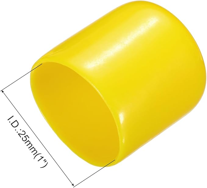 uxcell 5pcs Rubber End Caps 25mm(1") ID PVC Vinyl Round Tube Bolt Cap Cover Screw Thread Protectors Yellow