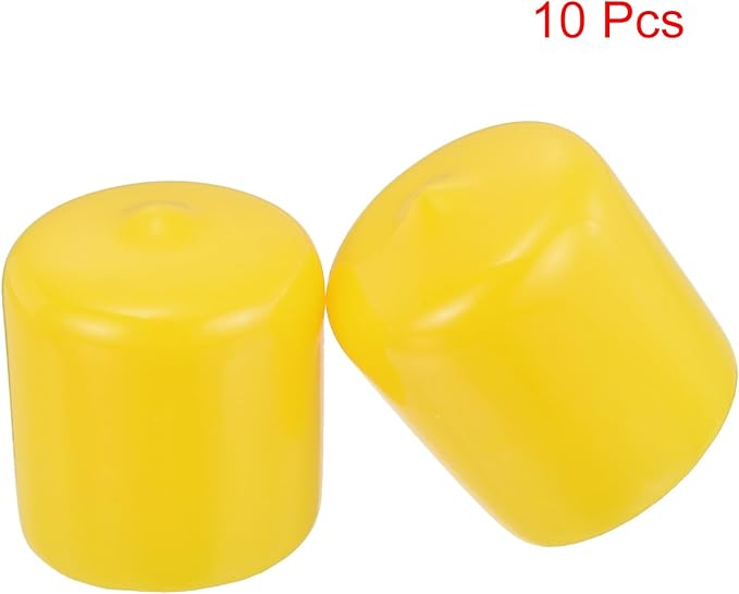 uxcell 10pcs Rubber End Caps 25mm(1") ID Vinyl Round End Cap Cover Screw Thread Protectors Yellow