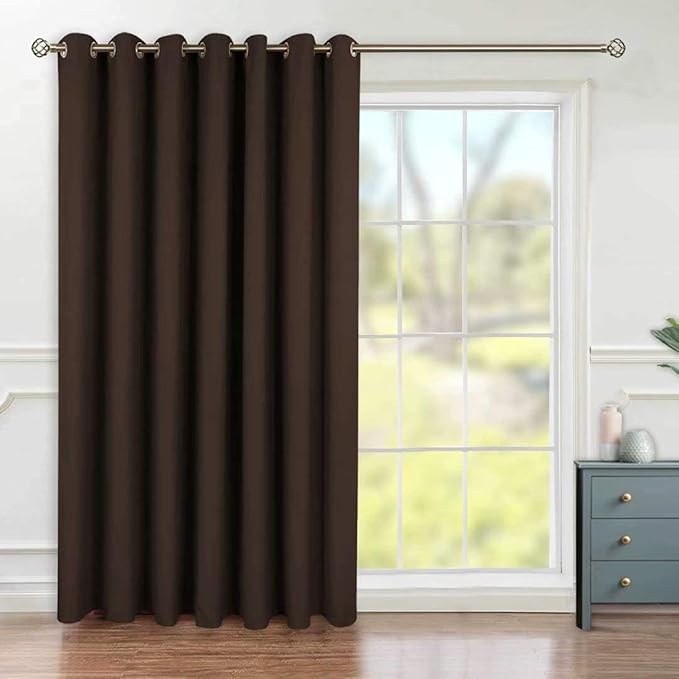 BGment Brown Sliding Door Curtain 84 Inches Long, Wide Room Divider Privacy Curtain for Bedroom, Thermal Curtain for Glass Door Room Darkening Noise Reducing, 1 Panel, Each 100 Inch Wide