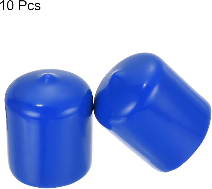 uxcell 10pcs Rubber End Caps 28mm ID Vinyl Round Tube Bolt Cap Cover Screw Thread Protectors Blue