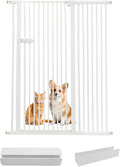 Lumizone Extra Tall Cat Gate 61.02" High Pressure Mounted Extra Wide 2025 New (17 Sizes) 1.37" Gap No Drilling Auto-Close One-Handed Operation Tall Pet Gate for Dogs(White, 61.02" H x 42.52"-46.64" W)