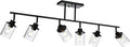 Yaohong 6-Light Track Lighting Kit Black Track Lighting Fixtures, Bathroom Wall Light Ceiling Mount Rotatable Spotlights, Kitchen Ceiling Light Fixtures with Glass Shade for Bathroom Hallway Shop