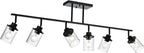Yaohong 6-Light Track Lighting Kit Black Track Lighting Fixtures, Bathroom Wall Light Ceiling Mount Rotatable Spotlights, Kitchen Ceiling Light Fixtures with Glass Shade for Bathroom Hallway Shop