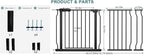 Extra Wide Baby Gate Tension Indoor Safety Gates Black Metal Large Pressure Mounted Pet Gate Walk Through Long Safety Dog Gate for The House Doorways Stairs (48.03"-52.76"/122-134CM, Black)
