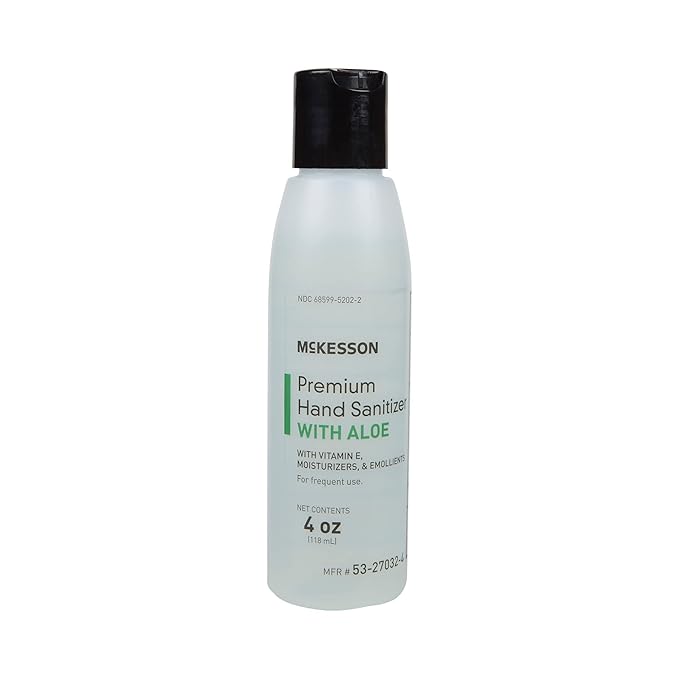 McKesson Hand Sanitizer with Aloe, 4 oz Pump Bottle [Pack of 1] – 70% Ethyl Alcohol, Spring Water Scent, No-Rinse Sanitizing Gel with Vitamin E and Moisturizers, Medical-Grade