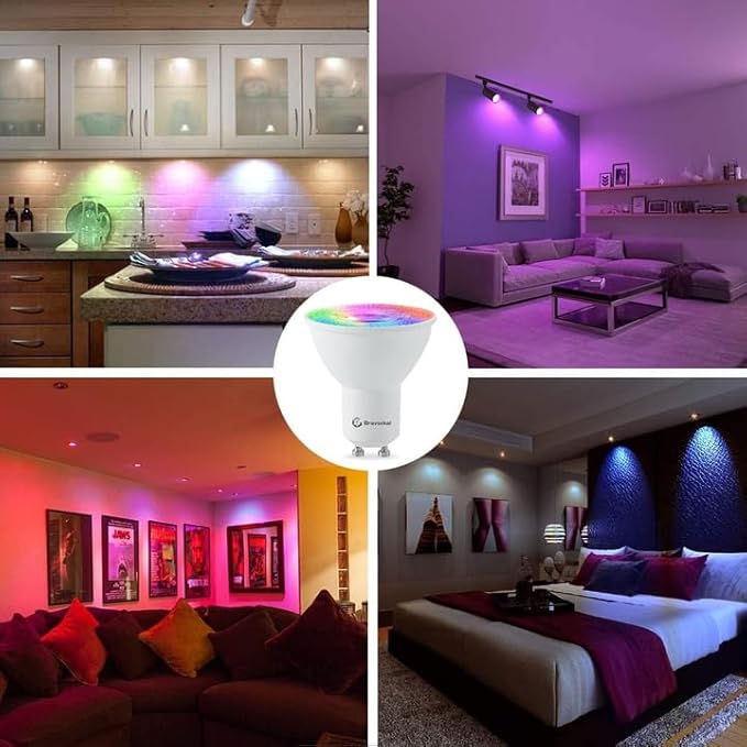 GU10 16-Color RGB Track Lighting Heads (12-Pack GU10) – IR Remote Control Color-Changing Ambient Lights, Perfect for Living Room, Home Parties, Nightclubs and Bars