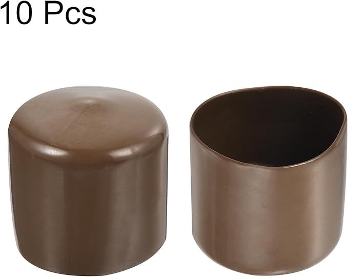 uxcell 10pcs Rubber End Caps 44mm(1 3/4") ID Vinyl Round End Cap Cover Screw Thread Protectors Brown