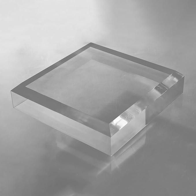 CiaoHER 2in Thickness Beveled Solid Acrylic Display Block Clear Polished Pedestal Stand Riser Solid Base (9x9)
