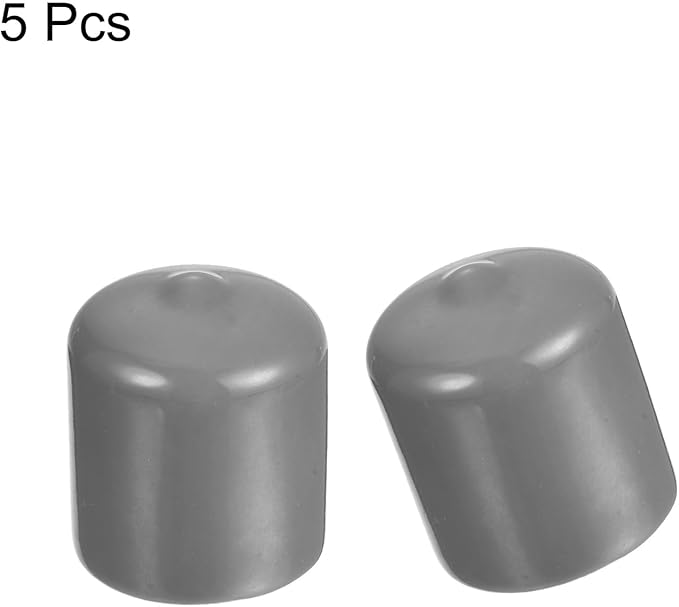 uxcell 5pcs Rubber End Caps 29mm(1 Inch) ID Vinyl PVC Round Tube Bolt Cap Cover Screw Thread Protectors Light Gray
