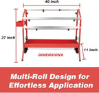 LAUCO 36" Mobile Masking Paper Machine with Storage Trays – Multi-Roll Masking Dispenser for Auto Body Paint, Car Repair & Collision Shop Prep (87277)