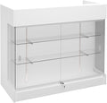 48" W x 22" D x 42" H - Retail Display Case,Ledgetop Counter with Showcase Front, White Retail Counter with Glass Display Cabinet