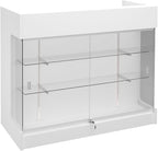 48" W x 22" D x 42" H - Retail Display Case,Ledgetop Counter with Showcase Front, White Retail Counter with Glass Display Cabinet