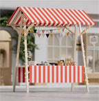 Foldable Wooden Market Stall Display Stand with Canopy & Tablecloth - Outdoor Retail Kiosk for Gifts, Crafts, Food, Toys & Lemonade - Portable Concession Booth (Red, 180x60cm)