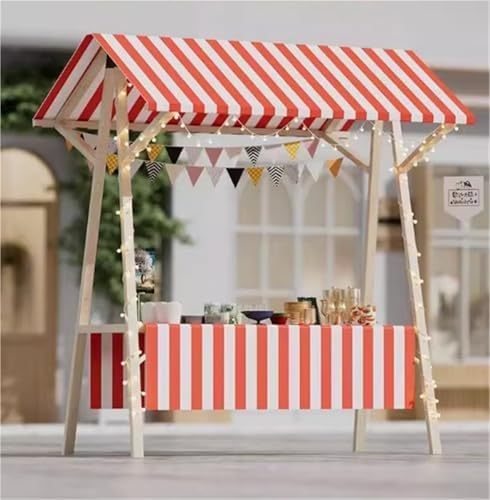 Foldable Wooden Market Stall with Canopy & Tablecloth - Portable Outdoor Concession Booth for Crafts, Gifts, Food & Lemonade - Retail Kiosk Display (Red, 180x60cm/70.9x23.6in)
