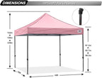 ABCCANOPY Patio Pop Up Canopy Tent 10x10 Commercial-Series (Pink)