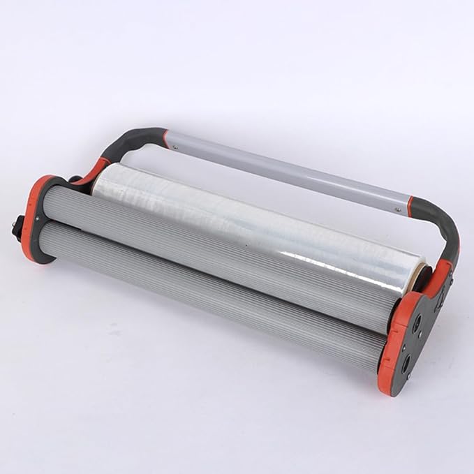 Pre Stretched Handheld Stretch Wrap Film Dispenser, Double Roller Design Manual Film Wrapper Wrapping Hand Tools, for 20" (50cm) Stretch Film Packing