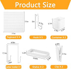 16pcs Pegboard sets, Plastic White Peg board Wall Organizer Kits,4pcs Peg Board and 12 Accessories Modular Hanging, Wall Mount Display Pegboard Panel Sets for Home Office Garage Kitchen Workshop