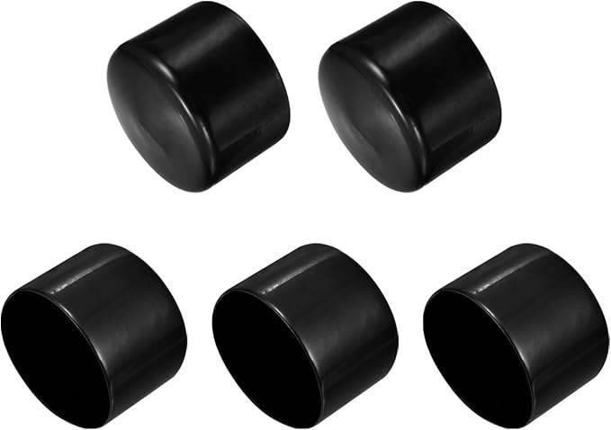 uxcell 5pcs Rubber End Caps 2 9/16"(65mm) ID Vinyl PVC Round Tube Bolt Cap Cover Screw Thread Protectors Black