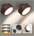 EZVALO LED Wall Mounted Lights, 5500mAh Rechargeable Wall Sconces Lamp, 3 Color Temps & Remote and Touch Control, 360°Rotation Dimmable Cordless Wall Light for Bedroom Reading Study (2 Pack Walnut)