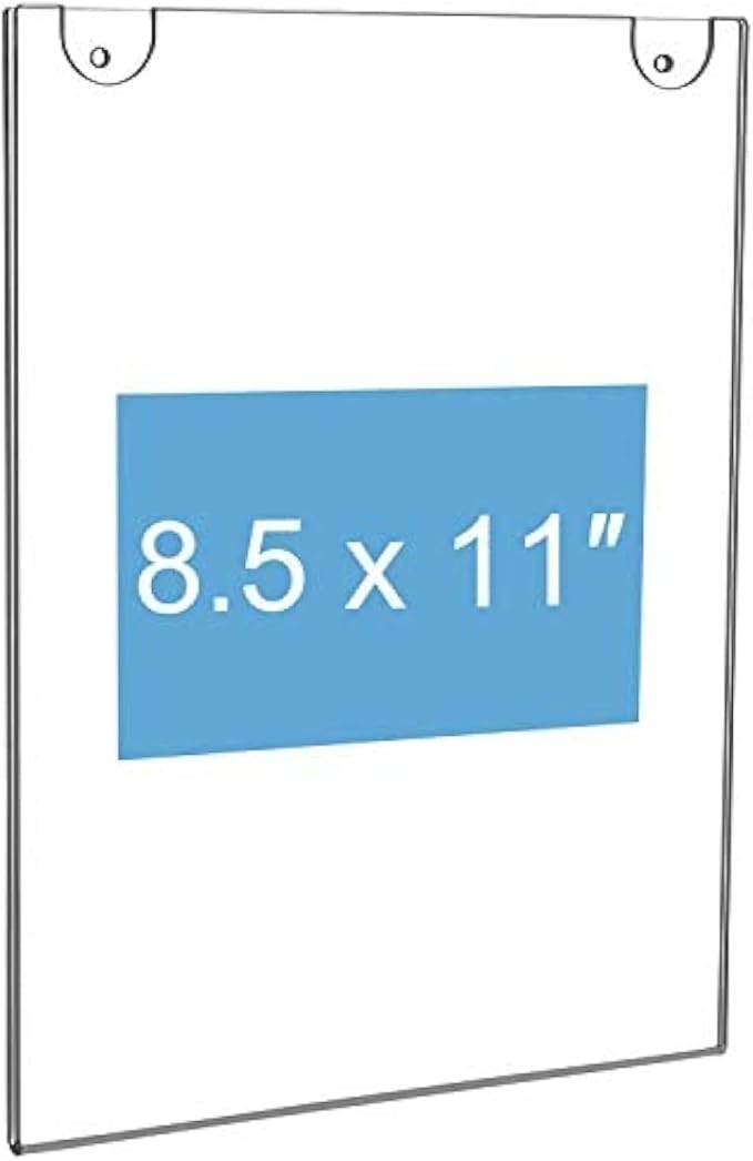 NIUBEE 30 Pack Acrylic Sign Holder 8.5 x 11 inches Clear Wall Mount Frame Bonus, Wall Mount Plastic Sign Holder Perfect for Home, Office, Store, Restaurant- Vertical