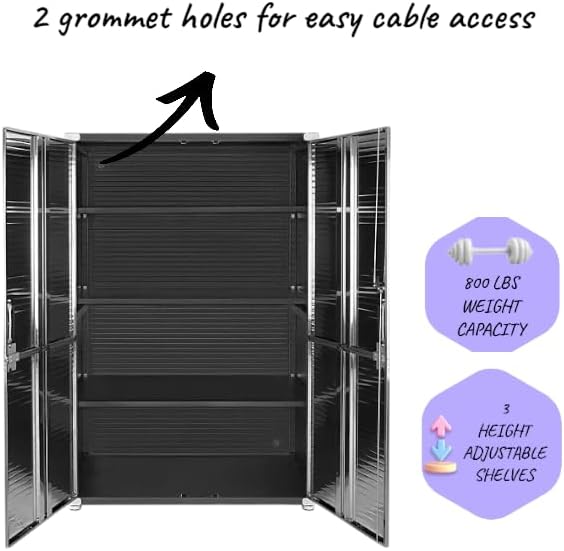 Heavy Duty Storage Solid Stainless Steel Cabinet with Lockable, Adjustable Shelf, Metal Garage Organizer (Graphite, 48" W x 24" D x 72" H)