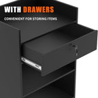 24”W * 18”D * 38”H - Cash Register Stand，Cash Wrap Checkout Desk Counter Stand with Drawer & 2 Tiers Storage for Church, Retail Store, Debate, Shopping Mall