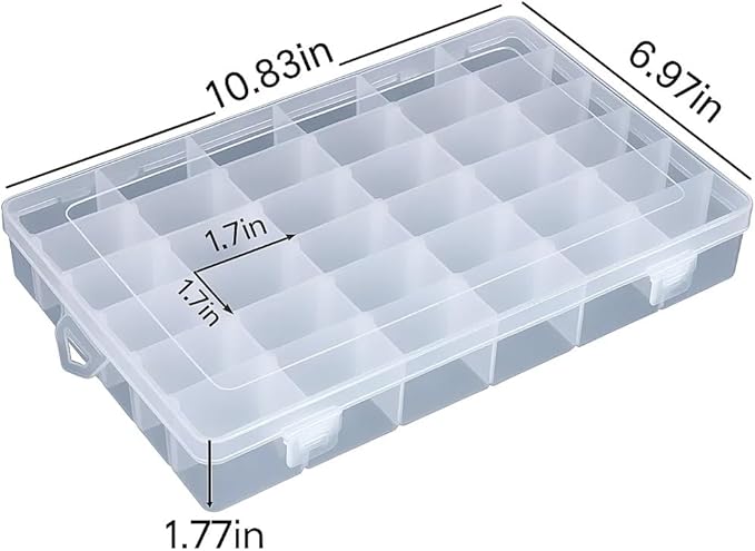 3pcs Clear Storage Small Parts Organizer Box Storage Bin With Dividers Multi Compartment for Beads Art DIY Tackle Box Organizer (36compartments)