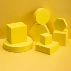 8PCS Geometric Cube Photo Props Set, Hard Foam Photography Background Props for Goods, Crafts, Lipstick, Jewelry, Cosmetics, Makeup Tools, Food (Yellow)