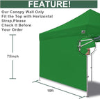 Eurmax USA 10FT Instant Canopy SunWall Pop Up Canopy Wall with Horizontal Strap ONLY,1 Pack Sidewall (Kelly Green)