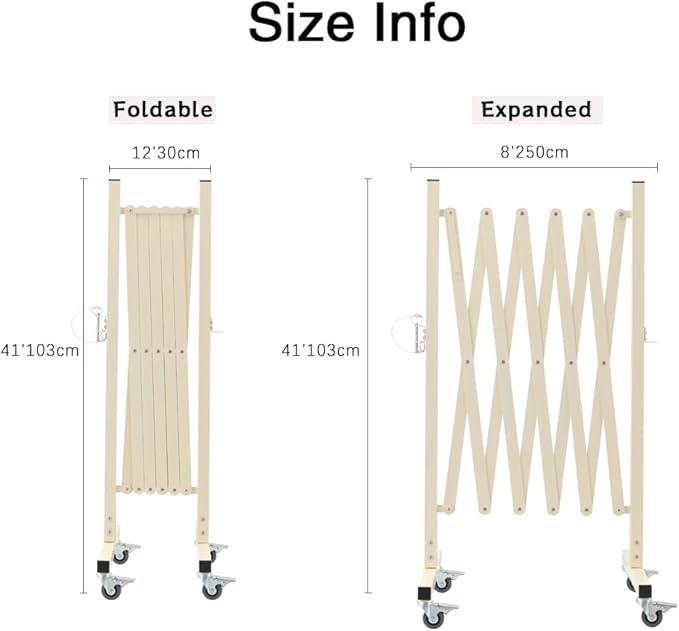 TRUNK Industrial Expandable Metal Barricade, 8 Feet, Milkyellow, Portable Safety Barrier with Casters, Flexible Fence Mobile Barrier Gate, Adjustable Traffic Fence for School,Shopping mall