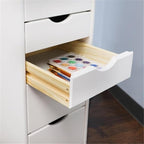 Pemberly Row Modern Solid Wood 6+2 Drawers Roll Utility Cart in White