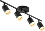 Bojim Flexible Led Track Lighting, 4-Light Black Track Lighting Fixtures Ceiling, Ceiling Spotlight with Foldable Light Arms for Kitchen, Closet, Bedroom(GU10 Socket, Bulbs Not Included)
