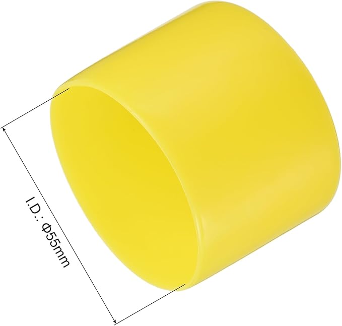 uxcell 4pcs Rubber End Caps 55mm(2 3/16") ID Vinyl Round Tube Bolt Cap Cover Screw Thread Protectors Yellow, 40mm Height