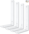 White Floating Shelf Bracket 10 Inch, 4 Pack Heavy Duty Shelf Brackets, Wall Shelf Bracket for DIY Decorative with Mounting Hardware