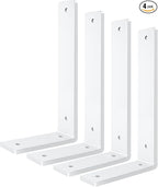 White Floating Shelf Bracket 8 Inch, 4 Pack Heavy Duty Shelf Brackets, Wall Shelf Bracket for DIY Decorative with Mounting Hardware