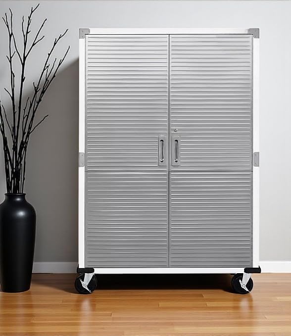Heavy Duty Storage Solid Stainless Steel Cabinet with Lockable, Adjustable Shelf, Metal Garage Organizer (White, 48" W x 18" D x 72" H)