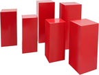 6Pcs Metal Display Pedestal Stands, Square Flower Display Pillars Rack for Wedding Party Decor, Dessert Table Display Cake Plant, Column Decorative Cube (Red, 6PCS)