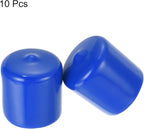 uxcell 10pcs Rubber End Caps 25mm ID Vinyl Round Tube Bolt Cap Cover Screw Thread Protectors Blue